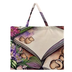 Enchantress Mushroom Charm Gill Wizard Zipper Large Tote Bag by GardenOfOphir