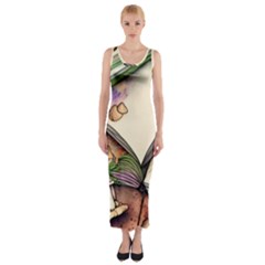 Enchantress Mushroom Charm Gill Wizard Fitted Maxi Dress by GardenOfOphir