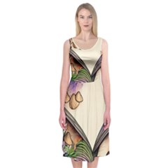 Enchantress Mushroom Charm Gill Wizard Midi Sleeveless Dress by GardenOfOphir