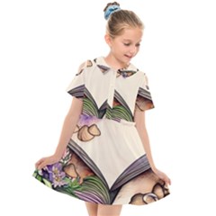 Enchantress Mushroom Charm Gill Wizard Kids  Short Sleeve Shirt Dress by GardenOfOphir