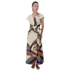 Enchantress Mushroom Charm Gill Wizard Flutter Sleeve Maxi Dress by GardenOfOphir