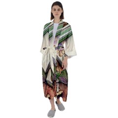 Enchantress Mushroom Charm Gill Wizard Maxi Satin Kimono by GardenOfOphir