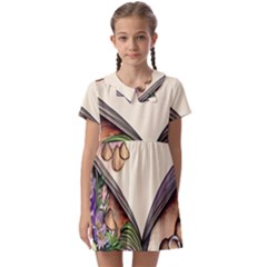 Enchantress Mushroom Charm Gill Wizard Kids  Asymmetric Collar Dress by GardenOfOphir