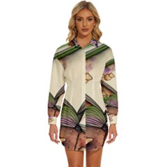 Enchantress Mushroom Charm Gill Wizard Womens Long Sleeve Shirt Dress