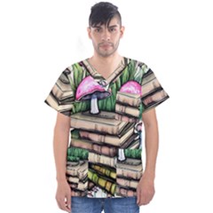 Liberty Cap Magic Mushroom Charm Men s V-neck Scrub Top