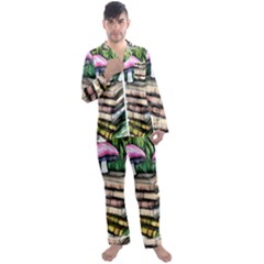 Liberty Cap Magic Mushroom Charm Men s Long Sleeve Satin Pajamas Set by GardenOfOphir