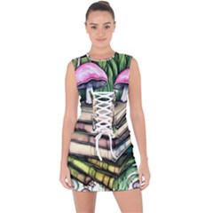 Liberty Cap Magic Mushroom Charm Lace Up Front Bodycon Dress by GardenOfOphir