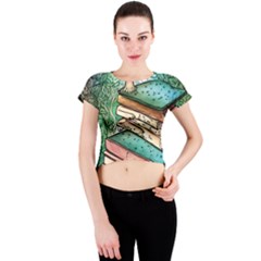 Sacred Mushroom Spell Charm Crew Neck Crop Top by GardenOfOphir