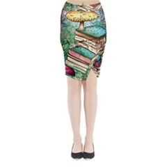 Sacred Mushroom Spell Charm Midi Wrap Pencil Skirt by GardenOfOphir