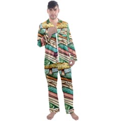 Sacred Mushroom Spell Charm Men s Long Sleeve Satin Pajamas Set by GardenOfOphir