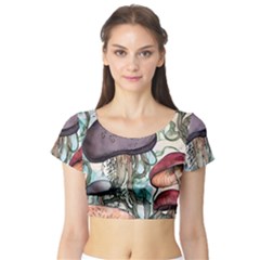 Shroom Magic Mushroom Charm Short Sleeve Crop Top by GardenOfOphir