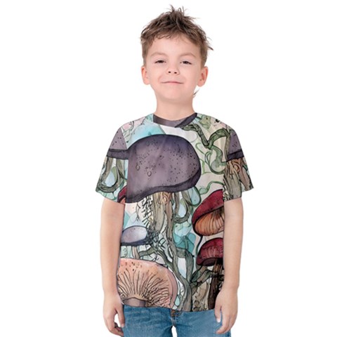 Shroom Magic Mushroom Charm Kids  Cotton Tee by GardenOfOphir