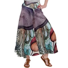 Shroom Magic Mushroom Charm Satin Palazzo Pants by GardenOfOphir