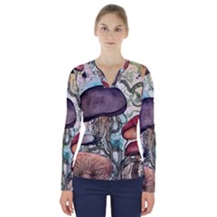 Shroom Magic Mushroom Charm V-neck Long Sleeve Top by GardenOfOphir