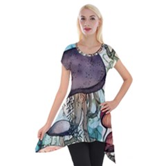 Shroom Magic Mushroom Charm Short Sleeve Side Drop Tunic by GardenOfOphir