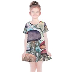 Shroom Magic Mushroom Charm Kids  Simple Cotton Dress by GardenOfOphir