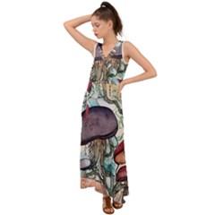 Shroom Magic Mushroom Charm V-neck Chiffon Maxi Dress by GardenOfOphir