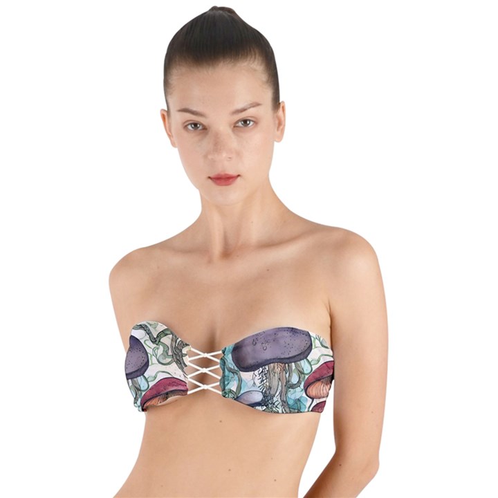 Shroom Magic Mushroom Charm Twist Bandeau Bikini Top