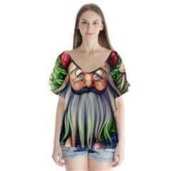 Mushroom Magic Charm V-neck Flutter Sleeve Top by GardenOfOphir