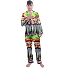 Mushroom Magic Charm Men s Long Sleeve Satin Pajamas Set by GardenOfOphir