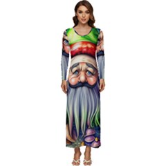 Mushroom Magic Charm Long Sleeve Longline Maxi Dress by GardenOfOphir