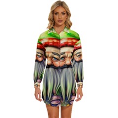 Mushroom Magic Charm Womens Long Sleeve Shirt Dress