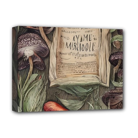 Magic Mushroom Conjure Charm Deluxe Canvas 16  X 12  (stretched)  by GardenOfOphir