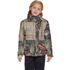 Magic Mushroom Conjure Charm Kids  Puffer Bubble Jacket Coat by GardenOfOphir