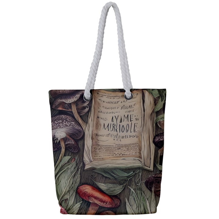 Magic Mushroom Conjure Charm Full Print Rope Handle Tote (Small)