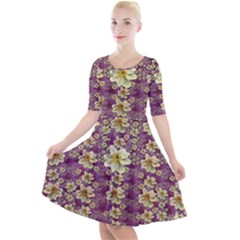 Lotus Flowers In Nature Will Always Bloom For Their Rare Beauty Quarter Sleeve A-line Dress by pepitasart