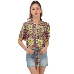 Lotus Flowers In Nature Will Always Bloom For Their Rare Beauty Tie Front Shirt  by pepitasart