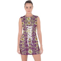 Lotus Flowers In Nature Will Always Bloom For Their Rare Beauty Lace Up Front Bodycon Dress by pepitasart