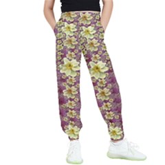 Lotus Flowers In Nature Will Always Bloom For Their Rare Beauty Kids  Elastic Waist Pants by pepitasart