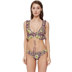 Lotus Flowers In Nature Will Always Bloom For Their Rare Beauty Low Cut Ruffle Edge Bikini Set by pepitasart