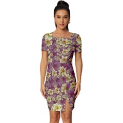 Lotus Flowers In Nature Will Always Bloom For Their Rare Beauty Fitted Knot Split End Bodycon Dress by pepitasart