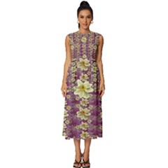 Lotus Flowers In Nature Will Always Bloom For Their Rare Beauty Sleeveless Round Neck Midi Dress by pepitasart