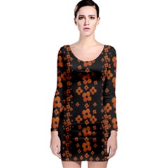 Oil Painted Bloom Brighten Up In The Night Long Sleeve Bodycon Dress by pepitasart