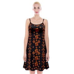 Oil Painted Bloom Brighten Up In The Night Spaghetti Strap Velvet Dress