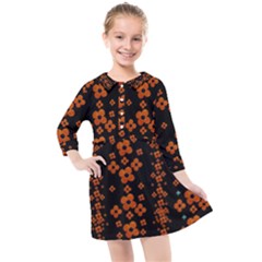 Oil Painted Bloom Brighten Up In The Night Kids  Quarter Sleeve Shirt Dress by pepitasart