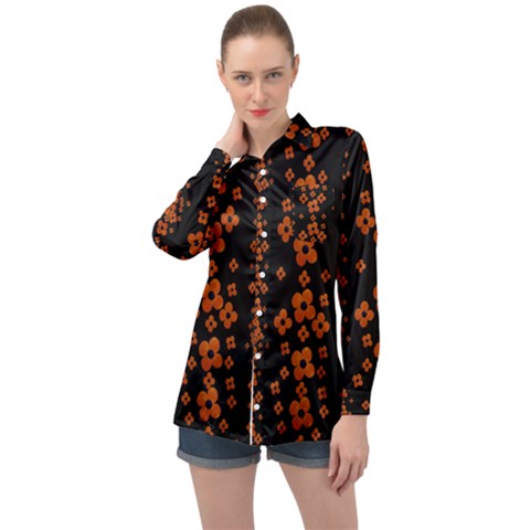 Oil Painted Bloom Brighten Up In The Night Long Sleeve Satin Shirt by pepitasart