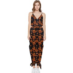 Oil Painted Bloom Brighten Up In The Night Sleeveless Tie Ankle Chiffon Jumpsuit by pepitasart