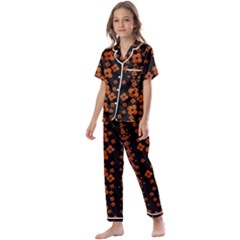 Oil Painted Bloom Brighten Up In The Night Kids  Satin Short Sleeve Pajamas Set by pepitasart