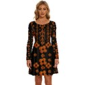 Oil Painted Bloom Brighten Up In The Night Long Sleeve Wide Neck Velvet Dress View1