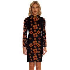 Oil Painted Bloom Brighten Up In The Night Long Sleeve Shirt Collar Bodycon Dress by pepitasart