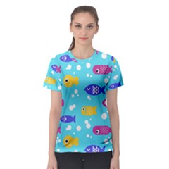 Fish Graphic Seamless Pattern Seamless Pattern Women s Sport Mesh Tee