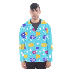 Fish Graphic Seamless Pattern Seamless Pattern Men s Hooded Windbreaker