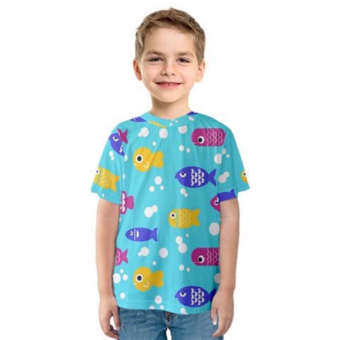 Fish Graphic Seamless Pattern Seamless Pattern Kids  Sport Mesh Tee by Ravend