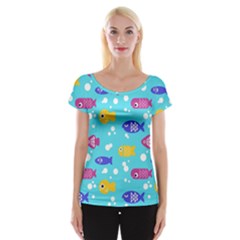 Fish Graphic Seamless Pattern Seamless Pattern Cap Sleeve Top