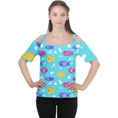 Fish Graphic Seamless Pattern Seamless Pattern Cutout Shoulder Tee