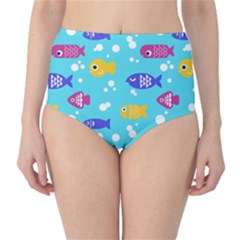 Fish Graphic Seamless Pattern Seamless Pattern Classic High-Waist Bikini Bottoms